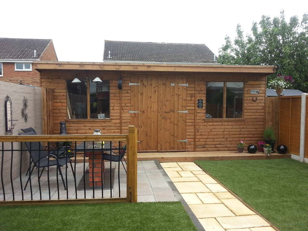 large shed with decking North Yorkshire