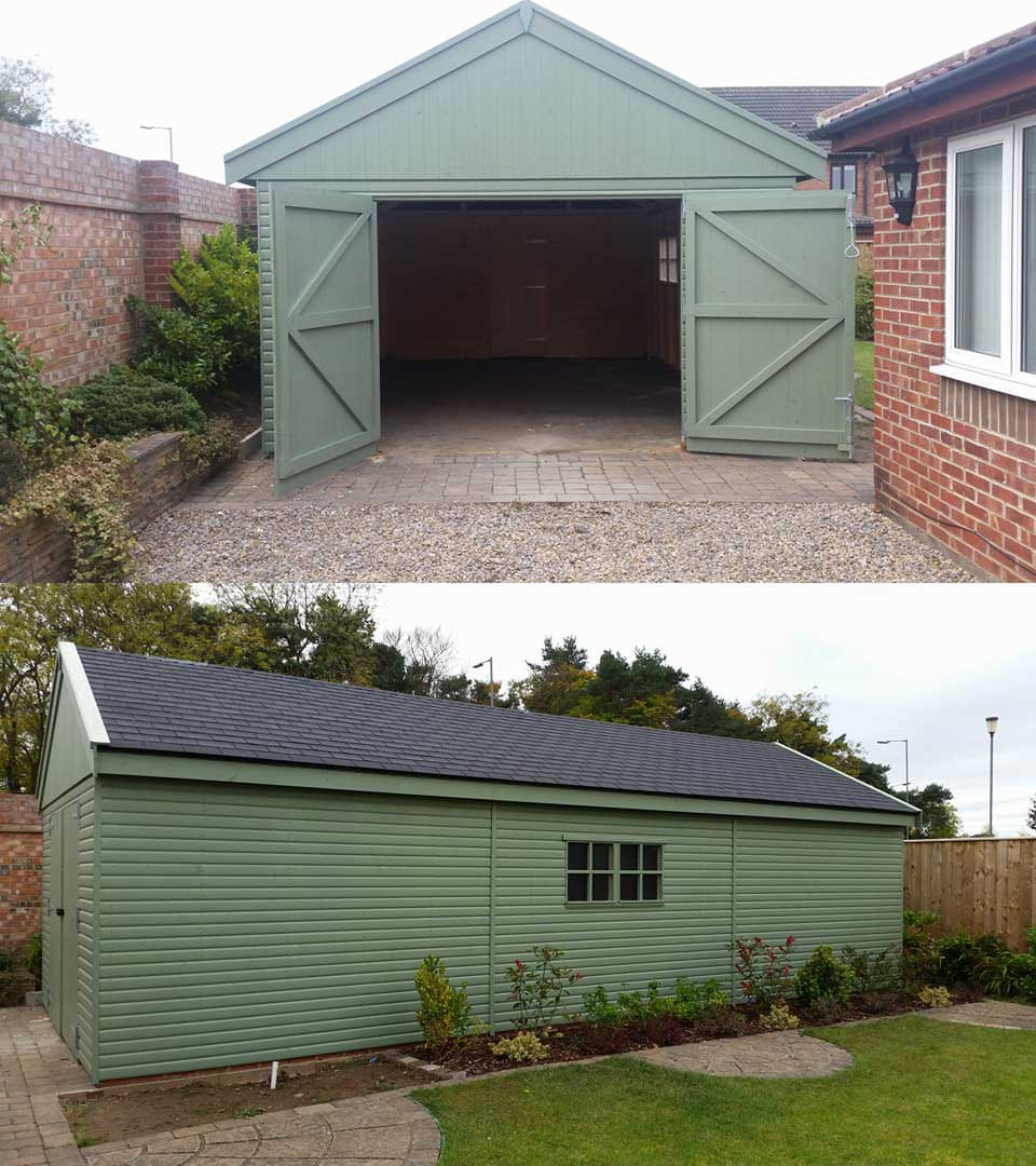 Large timber double garage