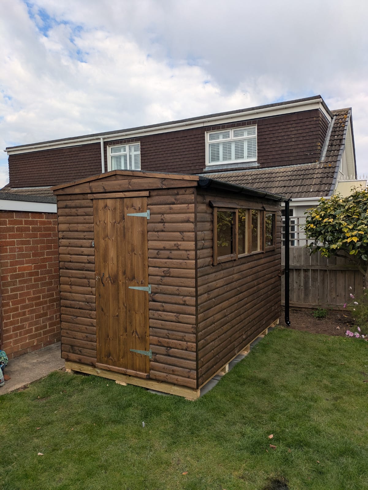 Small apex shed with shelving
